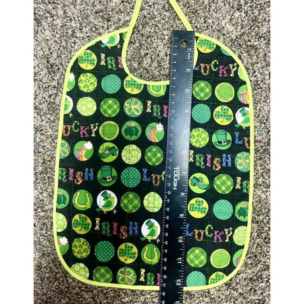 Lot Of 6 Quilted Handmade‎ St. Patrick's Day Baby Bibs Large Size 12